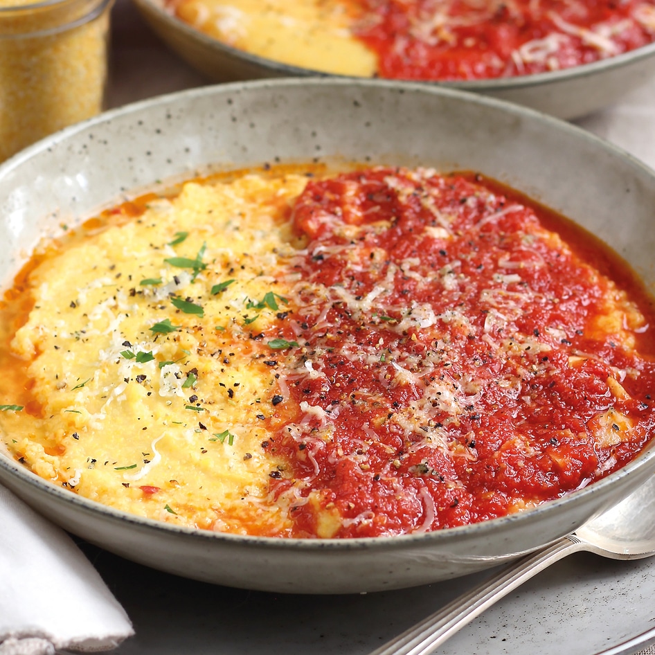 Italian Soft Polenta With Tomato Sugo Sauce