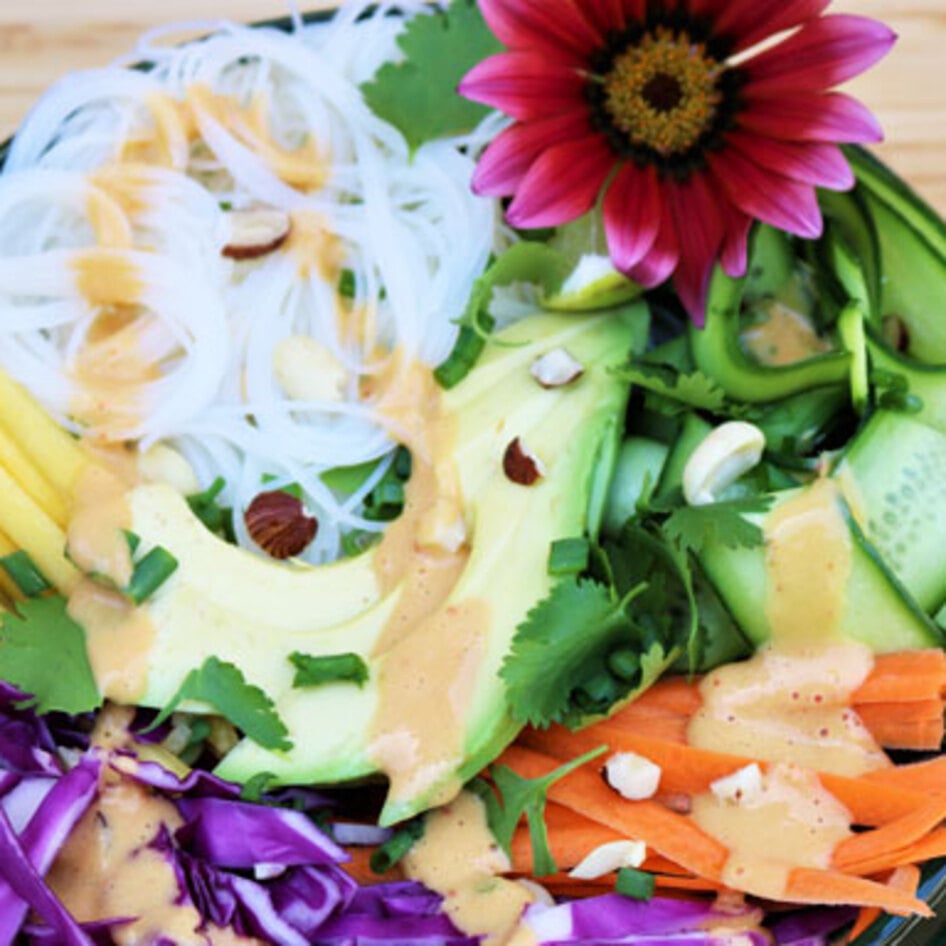 Sweet and Spicy Rice Noodle Salad With Homemade Peanut Sauce